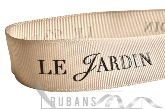 ruban gros beige - logo LE JARDIN brillant noir